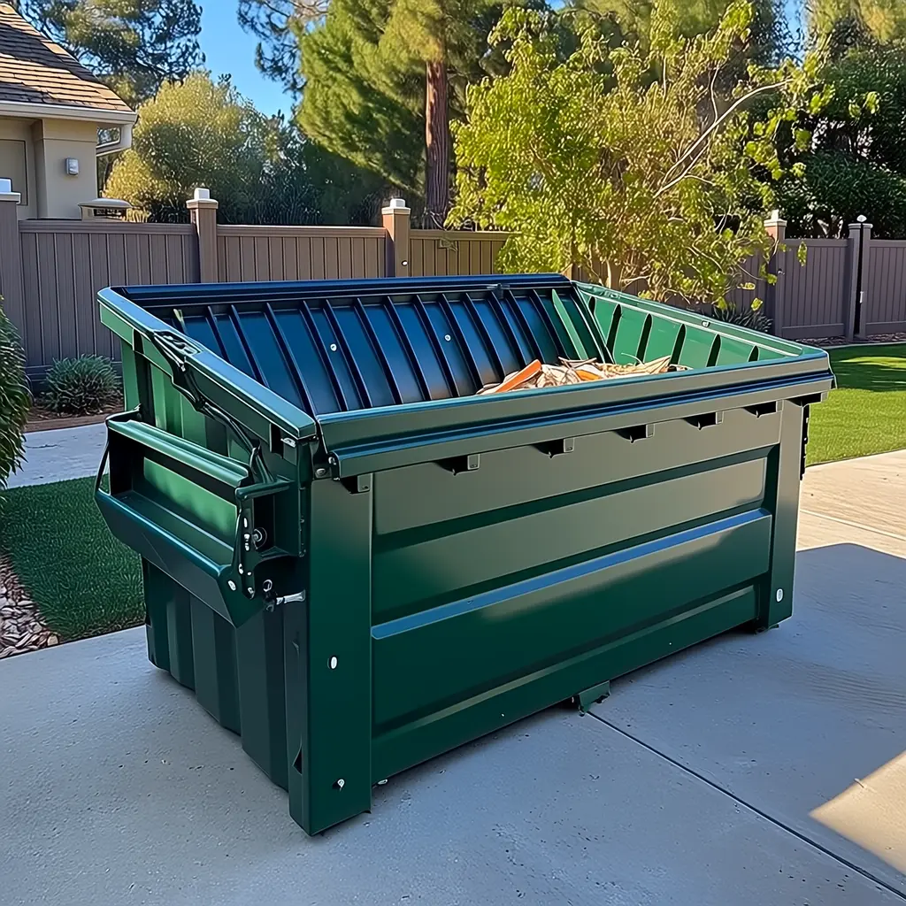 Roll-off dumpster ready for a local cleanup project in Fullerton, California