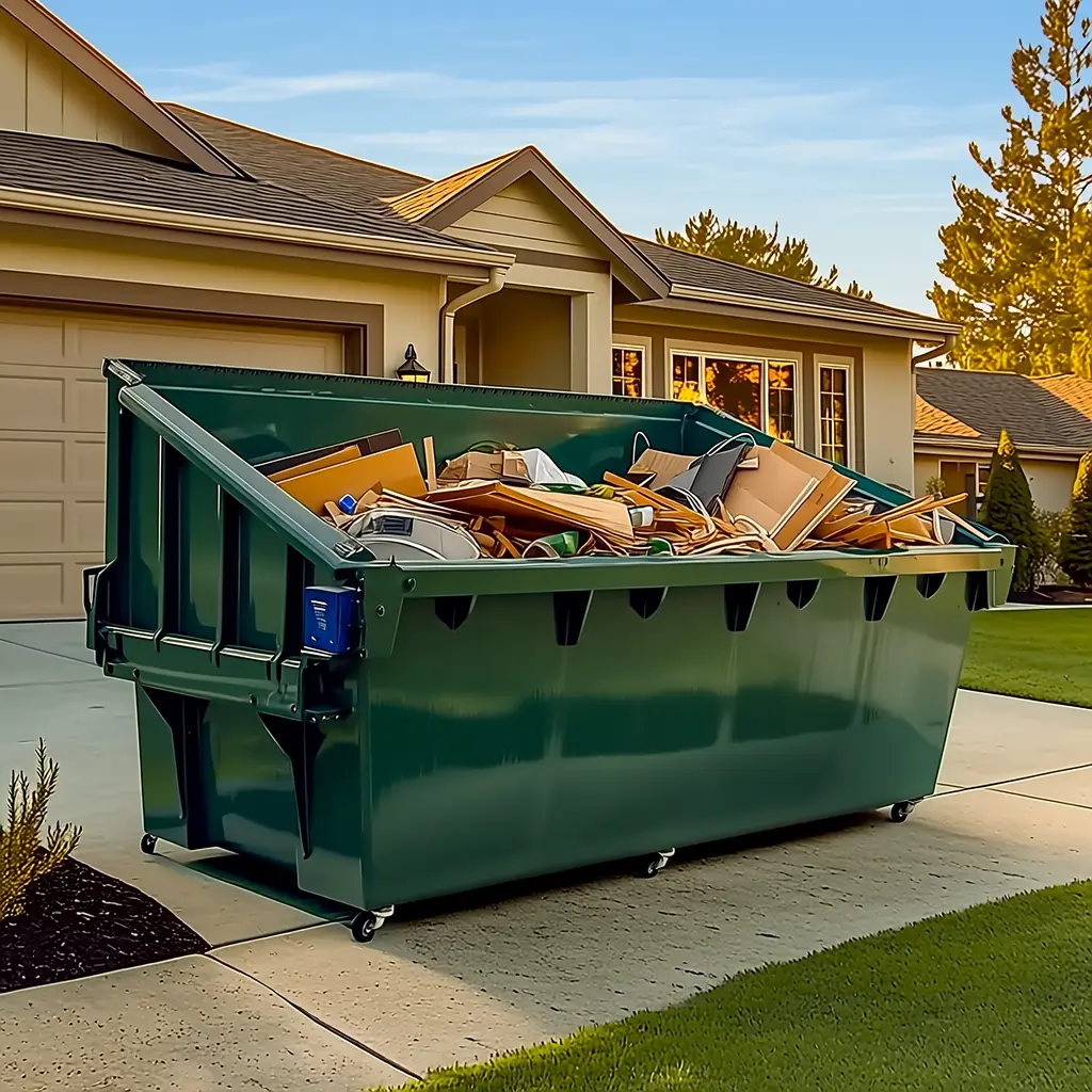 Residential dumpster rental in Fullerton for a home renovation and cleanup project