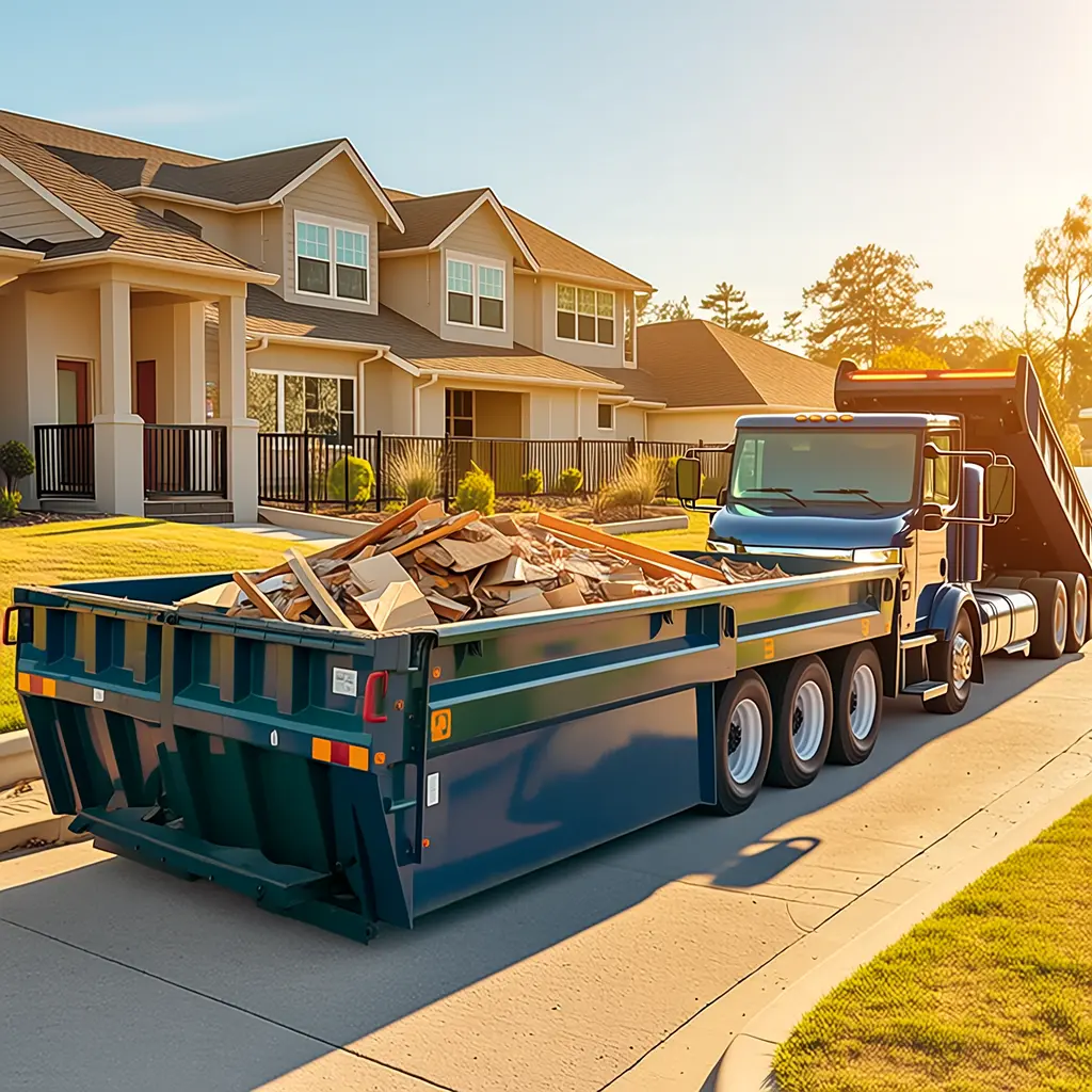 Roll-off dumpster rental in Fullerton with a large open-top container ready for a cleanup project