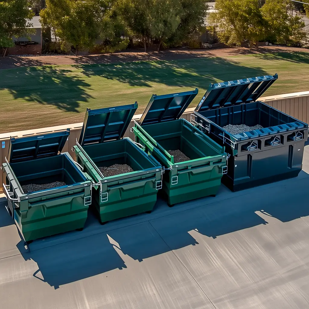 10, 20, 30, and 40 yard dumpster sizes shown at a Fullerton property